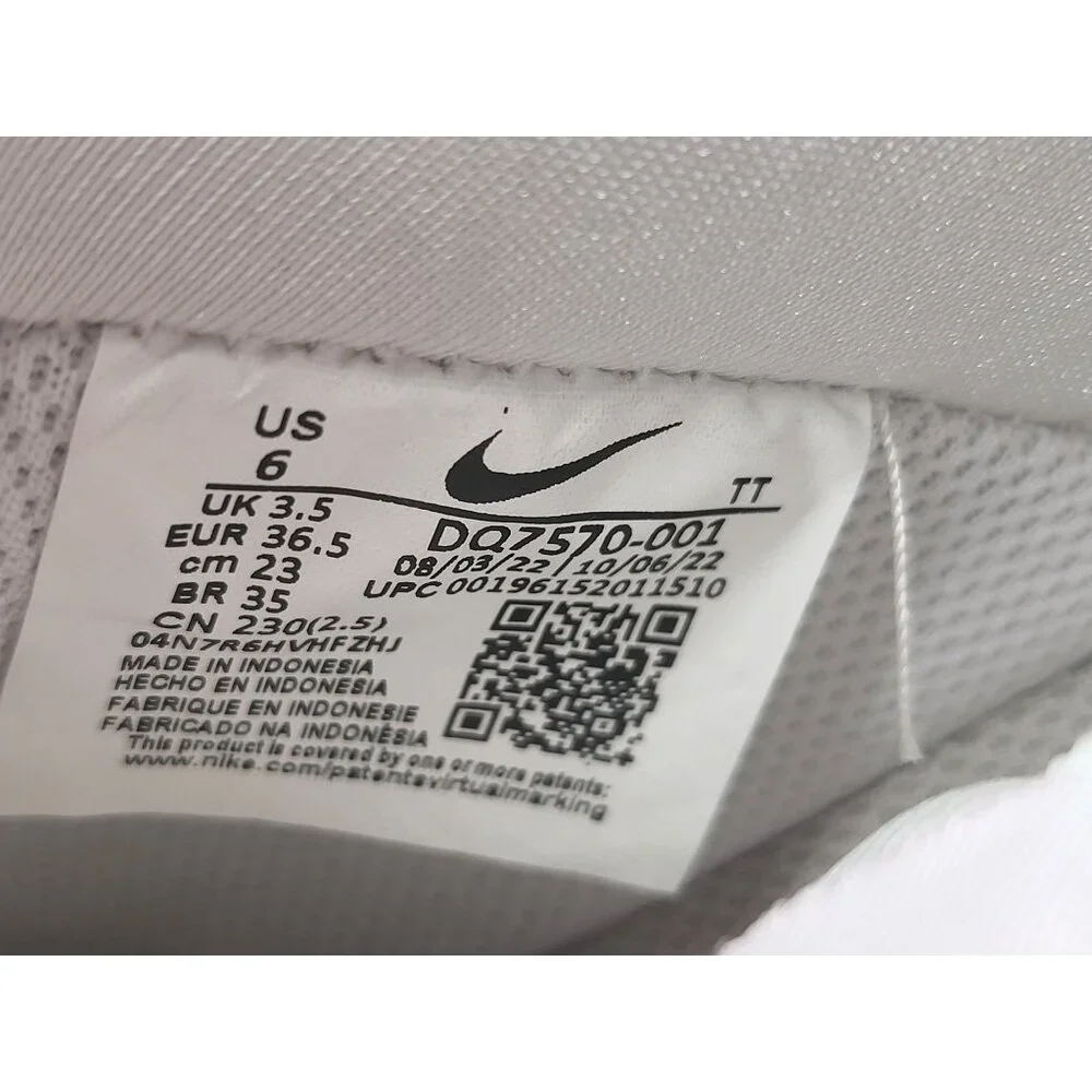 Nike Air Force‎ 1 07 LV8 Womens 6 White Black Patent Sneakers DQ7570-001
